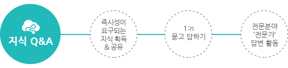 지식Q&A:즉시성이 요구되는 지식 획득 &공유, 1:n 묻고답하기, 전문분야 전문가 답변 활동